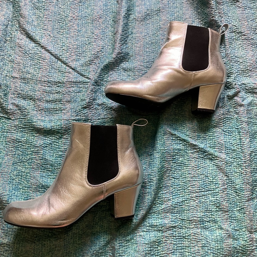 Silver Vegan Leather Boots